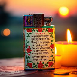 A vibrant and colorful depiction of a lighter styled after the Hindu scripture, Gita