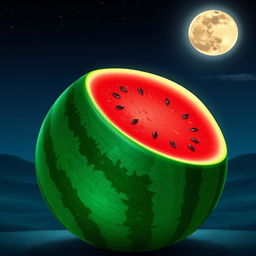 A beautifully artistic representation of a watermelon and the moon