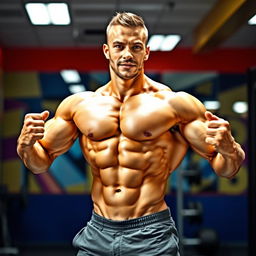A muscular male figure in a dynamic pose showing off well-defined features