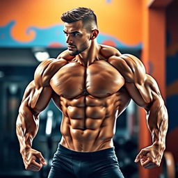 A muscular male figure in a dynamic pose showing off well-defined features