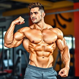 A muscular male figure in a dynamic pose showing off well-defined features