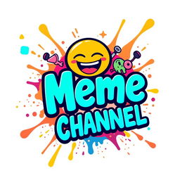 A vibrant and playful logo design for a meme channel, featuring bold, colorful typography with the word 'Meme' in an eye-catching font