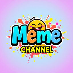 A vibrant and playful logo design for a meme channel, featuring bold, colorful typography with the word 'Meme' in an eye-catching font