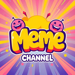 A vibrant and playful logo design for a meme channel, featuring bold, colorful typography with the word 'Meme' in a fun, eye-catching font