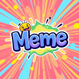 A vibrant and playful logo design for a meme channel, featuring bold, colorful typography with the word 'Meme' in a fun, eye-catching font