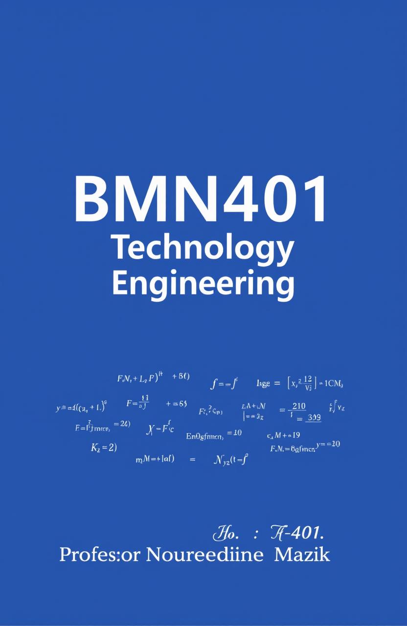 A book cover design for a title "BMN401" prominently displayed in bold white font against a vibrant blue background