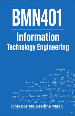 A book cover design for a title "BMN401" prominently displayed in bold white font against a vibrant blue background