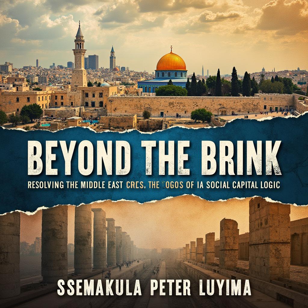 An engaging book cover for 'Beyond the Brink: Resolving the Middle East Crisis with the Fourth Law of Logic and Social Capital Logic' by Ssemakula Peter Luyima