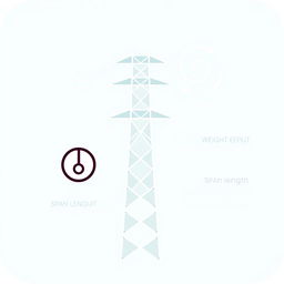 A vector icon designed to visually represent wind, temperature, electric conductor weight, conductor tension, and span length in a transmission line for an academic presentation in a Bachelor of Science in Electrical and Electronics Engineering (EEE)