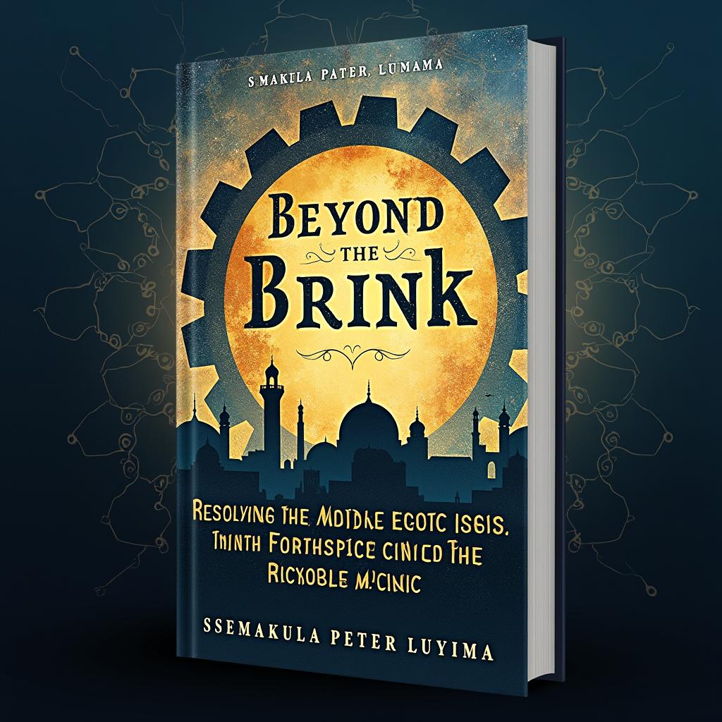 An insightful book cover design for 'Beyond the Brink: Resolving the Middle East Crisis with the Fourth Law of Logic and Social Capital Logic' by Ssemakula Peter Luyima