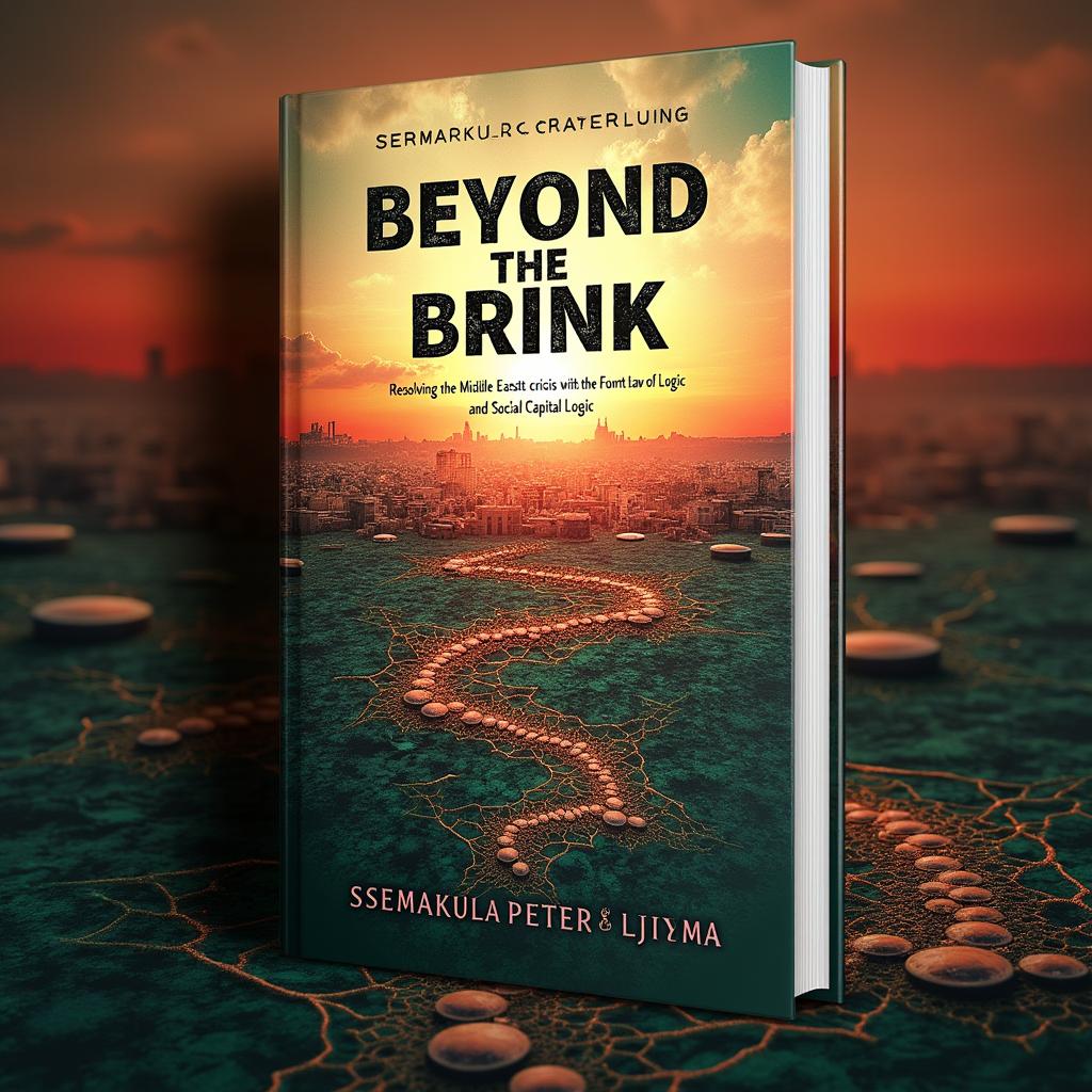 A captivating book cover design for 'Beyond the Brink: Resolving the Middle East Crisis with the Fourth Law of Logic and Social Capital Logic' by Ssemakula Peter Luyima