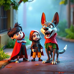 A 3D animated scene depicting a quirky and whimsical character named Ms