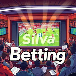 A dynamic scene representing football betting, featuring a vibrant sportsbook atmosphere