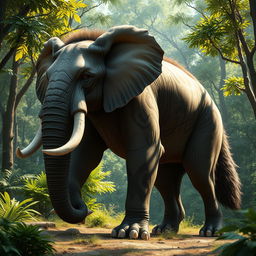 A fantastical creature that is a combination of a wolf and an elephant