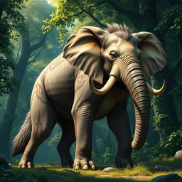 A fantastical creature that is a combination of a wolf and an elephant