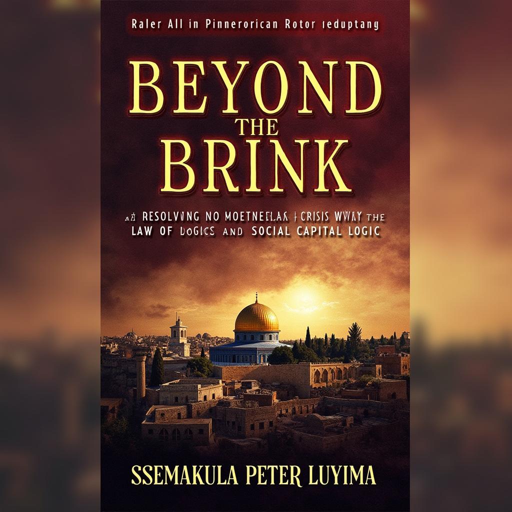 A striking book cover for 'Beyond the Brink: Resolving the Middle East Crisis with the Fourth Law of Logic and Social Capital Logic' by Ssemakula Peter Luyima