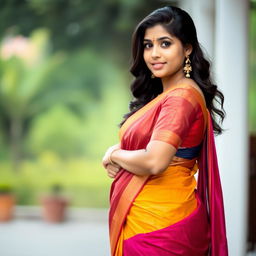 A beautiful Indian woman with fair skin, weighing around 70 kg