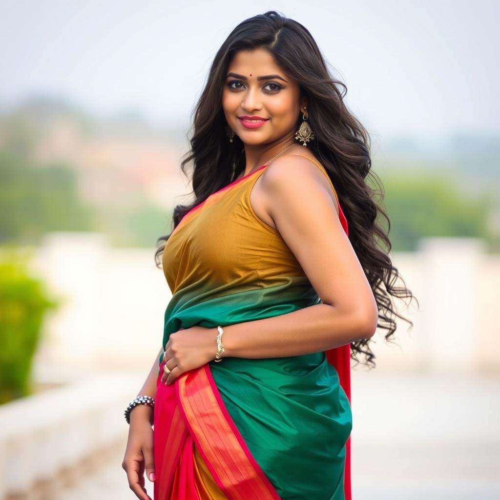 A beautiful Indian woman with fair skin, weighing around 70 kg