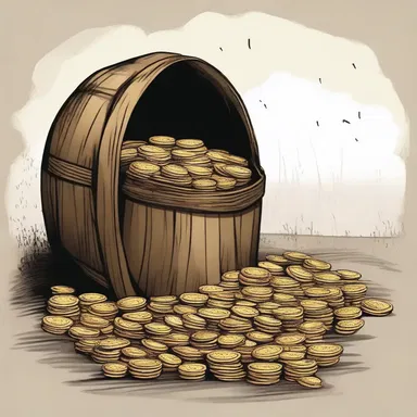 The author described a scene in the book where the characters stumbled upon an abroach barrel filled with gold coins.