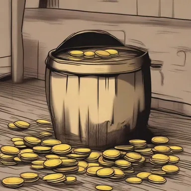 The author described a scene in the book where the characters stumbled upon an abroach barrel filled with gold coins.