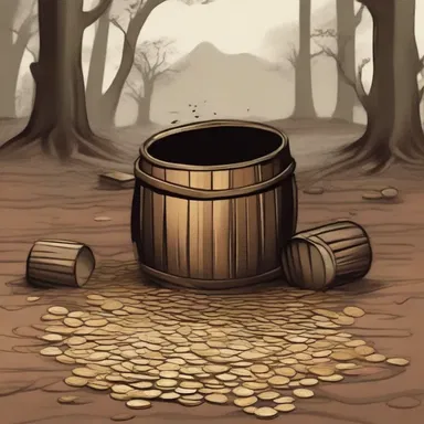 The author described a scene in the book where the characters stumbled upon an abroach barrel filled with gold coins.