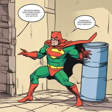 In the comics, the superhero crashed through a wall and found an abroach barrel containing a secret weapon.