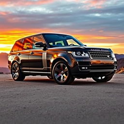 A stunning Range Rover Classic depicted as a muscle car, showcasing its powerful stance with an aggressive front grille and bold wheel arches
