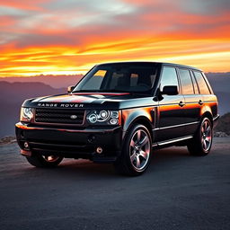 A stunning Range Rover Classic depicted as a muscle car, showcasing its powerful stance with an aggressive front grille and bold wheel arches