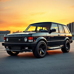 An ultra-realistic image of a Range Rover Classic transformed into a muscle car