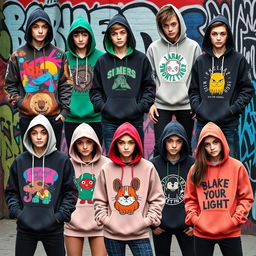 A fashionable collection of hoodies featuring exciting and creative designs