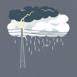A vector icon designed for an academic presentation in a Bachelor of Science in Electrical and Electronics Engineering (EEE), depicting storms over transmission lines