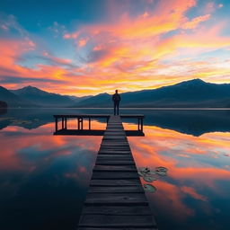 A beautifully captured photograph showcasing a scenic landscape reflection in a serene lake