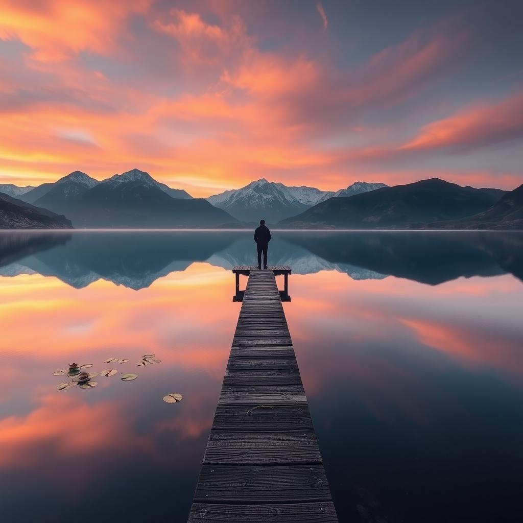 A beautifully captured photograph showcasing a scenic landscape reflection in a serene lake