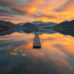 A beautifully captured photograph showcasing a scenic landscape reflection in a serene lake