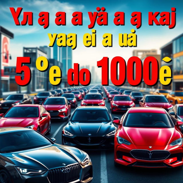 A visually striking advertisement photo featuring a bold and eye-catching text that reads "ВЫКУП ВАШЕГО АВТО ВЫШЕ СЛИВА НИЖЕ РЫНКА ОТ 5КК до 100КК"