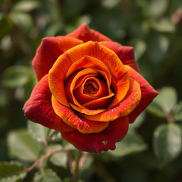 An intense brown rose with vibrant yellow edges, showcasing intricate details of the petals and a rich color contrast