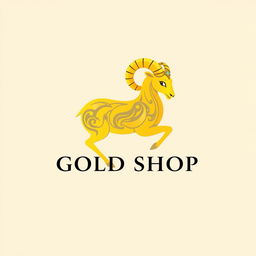 A luxurious logo design for a gold shop featuring a stylized ram (قوچ)