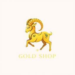 A luxurious logo design for a gold shop featuring a stylized ram (قوچ)
