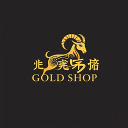 A luxurious logo design for a gold shop featuring a stylized ram (قوچ)