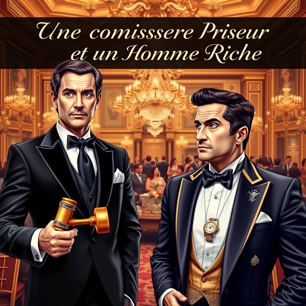 A book cover design featuring a luxurious, opulent setting