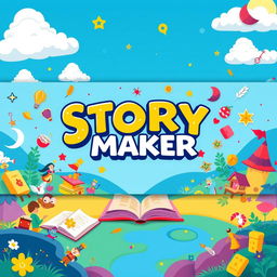 A vibrant YouTube banner designed for a channel called 'STORY MAKER'