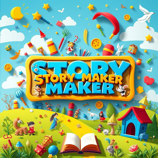 A vibrant YouTube banner designed for a channel called 'STORY MAKER'