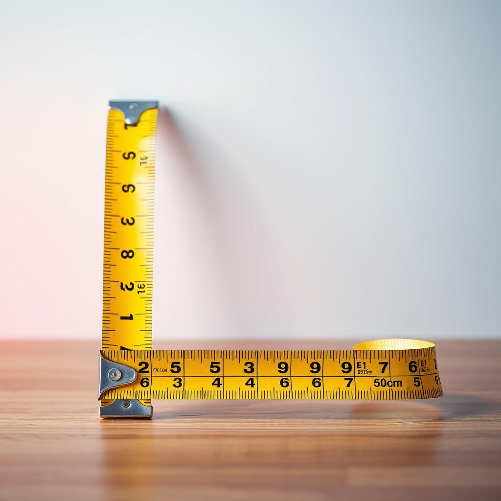 A visually striking representation of a measuring tape stretched out, displaying a length of 1000cm next to a height of 50cm