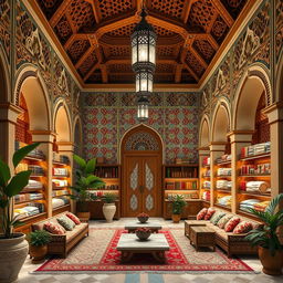 A classic Arabic-inspired retail store interior design, spanning approximately 20 meters