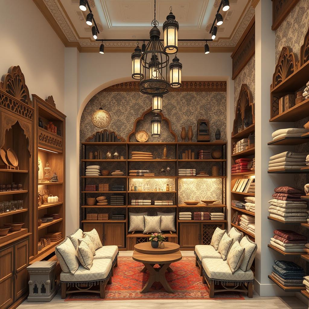 A classic and elegant Arabic retail store design that offers a timeless aesthetic while being budget-conscious