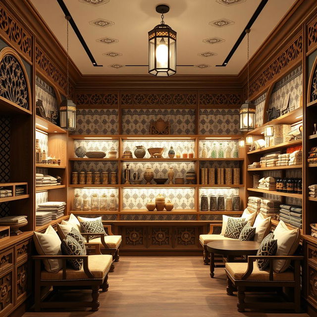 A classic and elegant Arabic retail store design that offers a timeless aesthetic while being budget-conscious