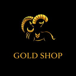 A sleek and modern logo design for a gold shop featuring an intricate ram design