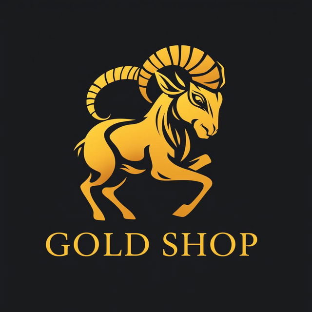 A sleek and modern logo design for a gold shop featuring an intricate ram design