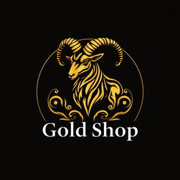 A sleek and modern logo design for a gold shop featuring an intricate ram design