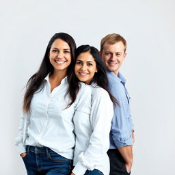 A realistic portrait of two people standing together side by side, showcasing their features and expressions clearly